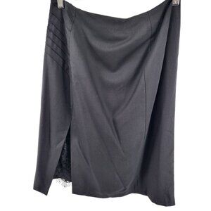 Catherine‎ Malandrino Black Lace Slit Pencil Skirt Size 12